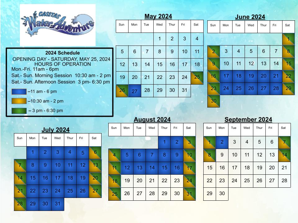 Casitas Water Adventure Operating Schedule 2024 (1)